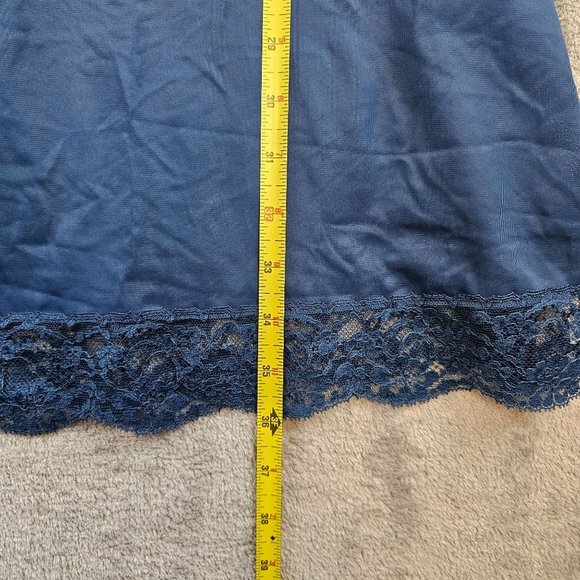 Vintage Vanity Fair Full Slip Women 36 Navy Nylon Lace Bodice Trim Lingerie 50's - Picture 5 of 9